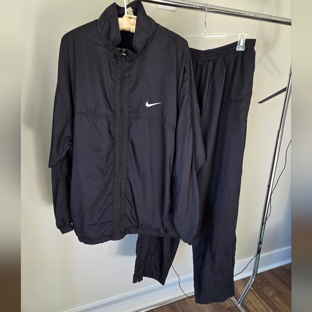 Vintage Nike Agassi Tracksuit Jacket Pants Mens 2XL Black Tennis 2 Piece